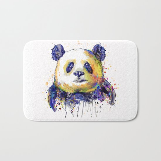 Colorful Panda Head Bath Mat