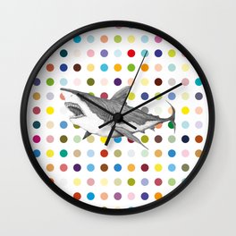 Yuxtabite Wall Clock | Color, Creative, Dots, Ink, Bite, Art, Collage, Paper, Digital, Shark 