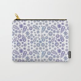 Grey & Lavender Floral Pattern Carry-All Pouch