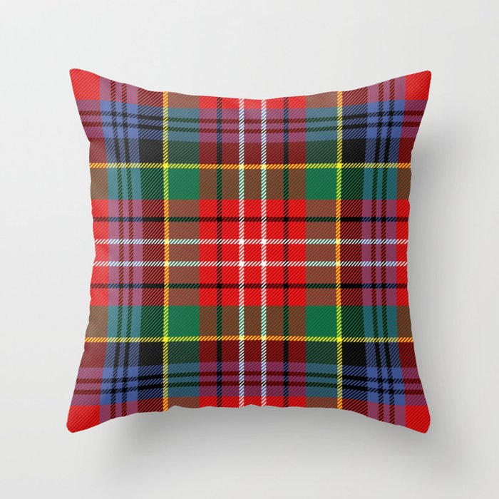 Caledonia Clan Ancient Tartan Scottish Plaid Red Plaid Throw Pillow