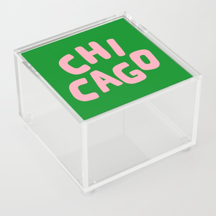 Chicago Green & Pink Acrylic Box