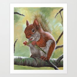 Spring Red Squirrel Art Print