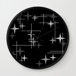 Mid Century Modern Stars (Black) Wall Clock
