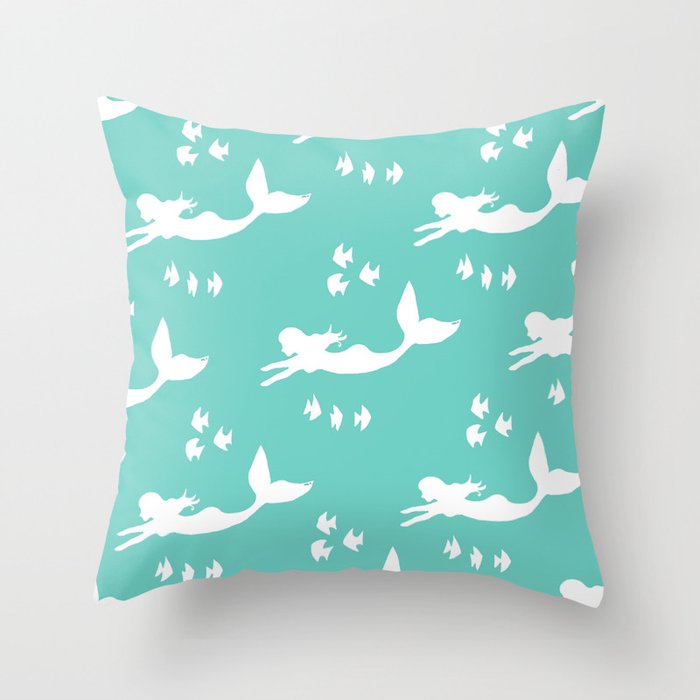 Mermaid Pattern Sea Green Throw Pillow By Artistaail Society6 Mermaid Pattern Sea Green Throw Pillow