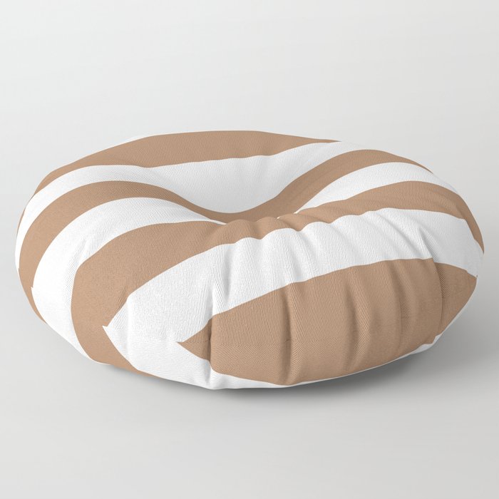 Café au lait - solid color - white stripes pattern Floor Pillow
