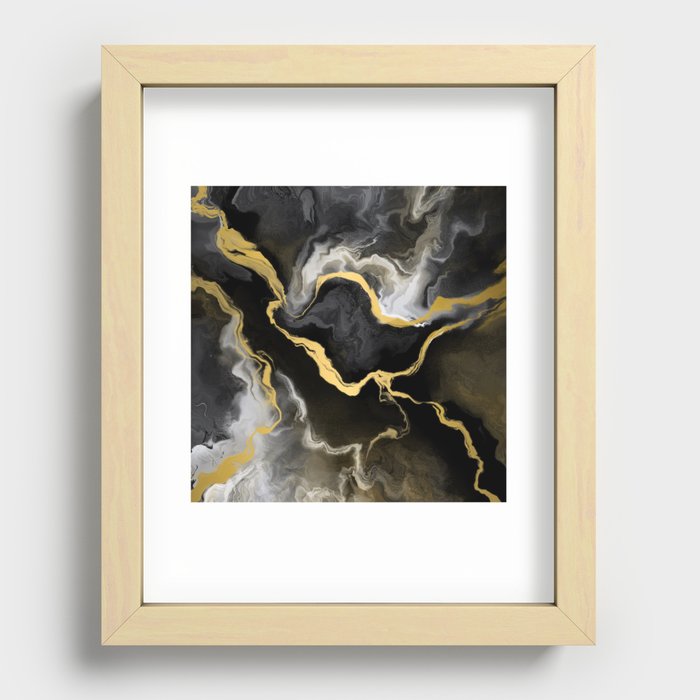 Gold mine marble Recessed Framed Print