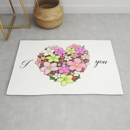 I love you Rug | Floral, Douceur, Bunchofflowers, Heart, Sweetness, Drawing, Flowers, Romantical, Love, Loving 