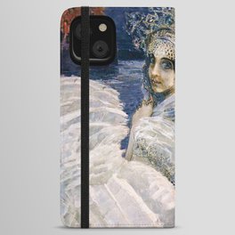 The swan princess female ballet swan lake still life portrait painting by Mikhail Vrubel iPhone Wallet Case