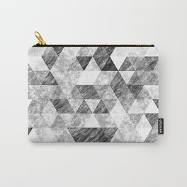 Triangles Grunge Pencil Geometric Black&White Grey Carry-All Pouch