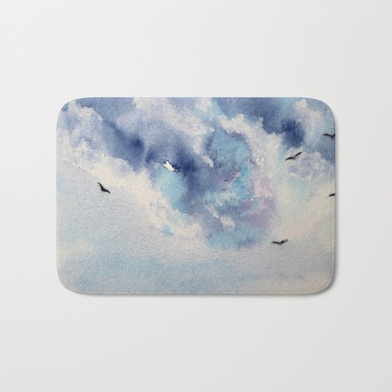 Dramatic sky || watercolor Bath Mat