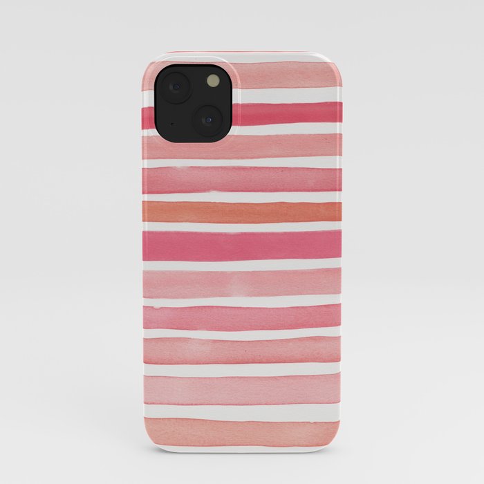 Pretty in Pink Watercolor Stripes iPhone Case