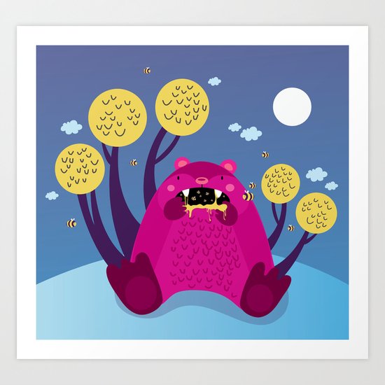 The bear and the bees Art Print
