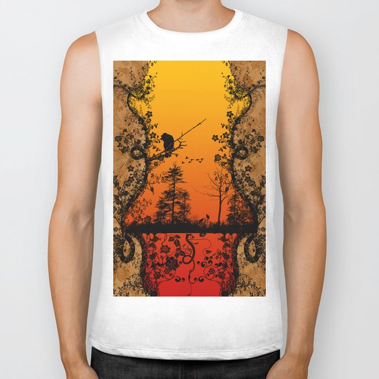 Trees and birds Biker Tank