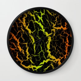 Cracked Space Lava - Orange/Lime Wall Clock