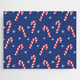 Candy Cane Pattern (blue/red/white) Jigsaw Puzzle
