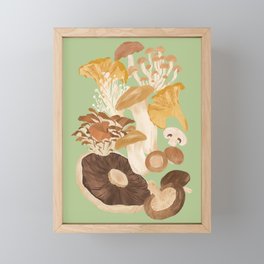 Mushrooms Framed Mini Art Print | Fall, Food, Mushrooms, Painting, Illustration, Seasonal, Digital, Vintage, Acrylic, Vegetables 