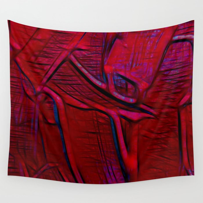 Dripping Red Abstract Painting Wall Tapestry