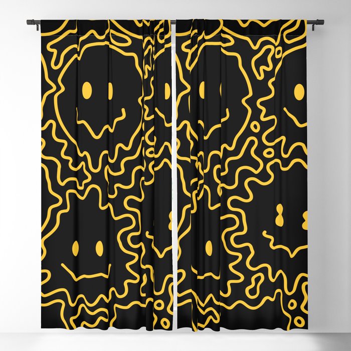 Melting Lineart Smiley  Blackout Curtain