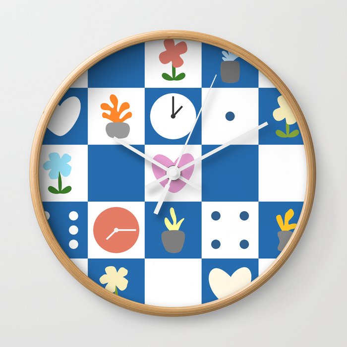 Color object checkerboard collection 16 Wall Clock