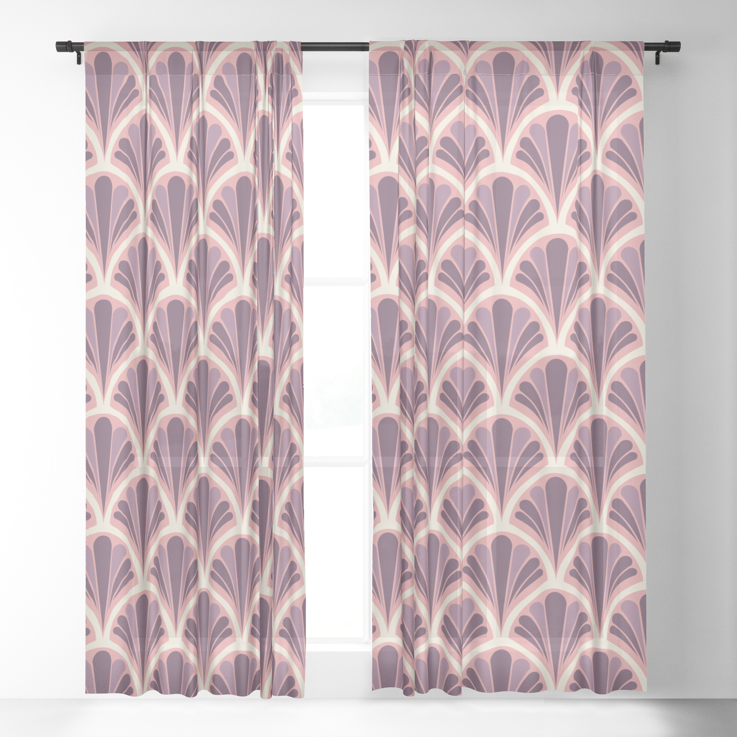 Vintage Art Deco Seashell Red Onion Sheer Curtain By Ratherswell