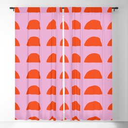Hot Pink + Red Midcentury Modern Woodblocks Blackout Curtain