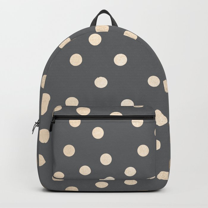 Simply Dots White Gold Sands on Storm Gray Backpack