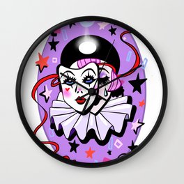 Pierette Sad Pierrot Venitian Mask 80s Wall Clock