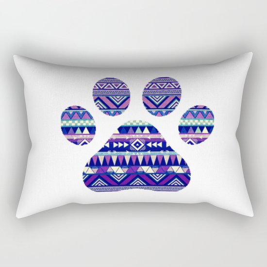 Aztec Paw Print (Dog & Puppy, Animal Lovers) Rectangular Pillow