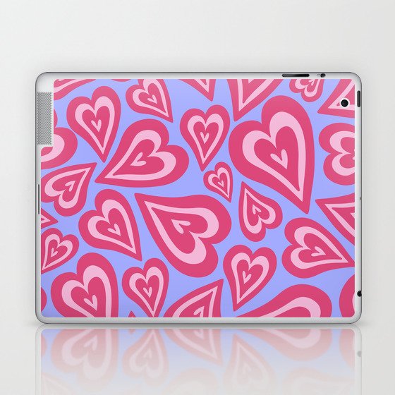Retro Swirl Love - Purple pink Laptop & iPad Skin