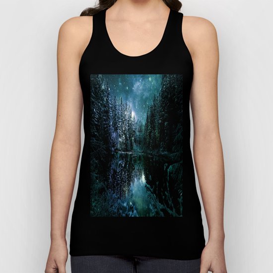 Winter Forest Teal Unisex Tank Top