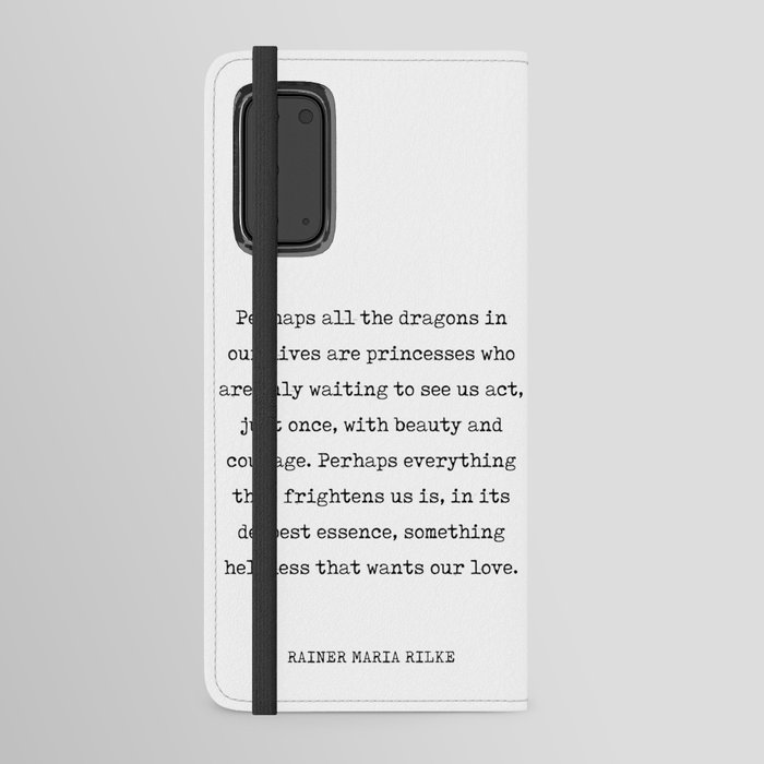Beauty, Courage and Love - Rainer Maria Rilke Quote - Typewriter Print 1 Android Wallet Case