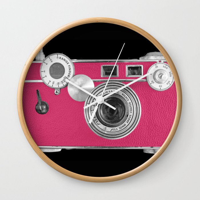 Pink Fashion Camera Wall Clock