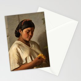 Indian Woman with Marigold by Felipe Santiago Gutiérrez Stationery Card