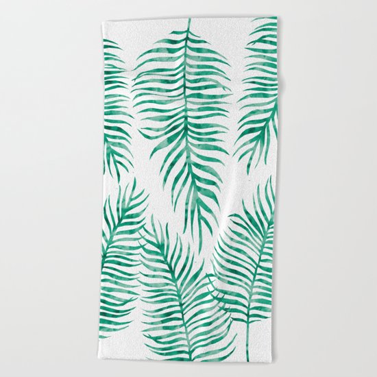 Fern Pattern Green Beach Towel