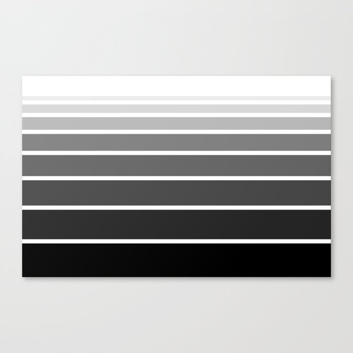 Black, Grey, White Striped Ombre Gradient  Canvas Print