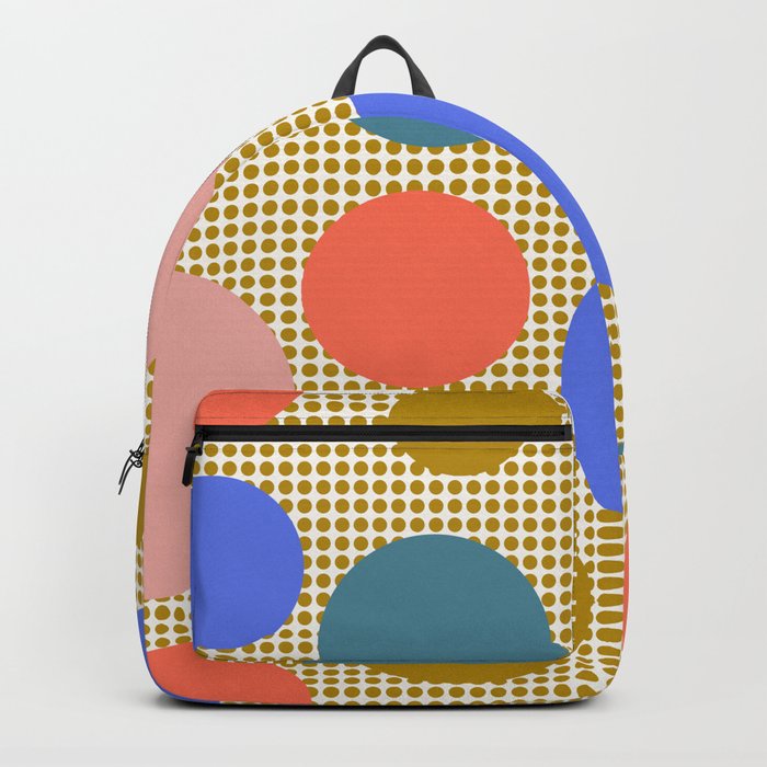 Mid Century Modern Simple Geometric Multi-coloured Dots Pattern - green blue, purple Backpack