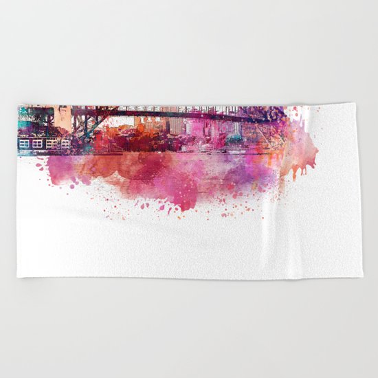 Sydney Harbor Bridge Watercolor Art Beach Towel