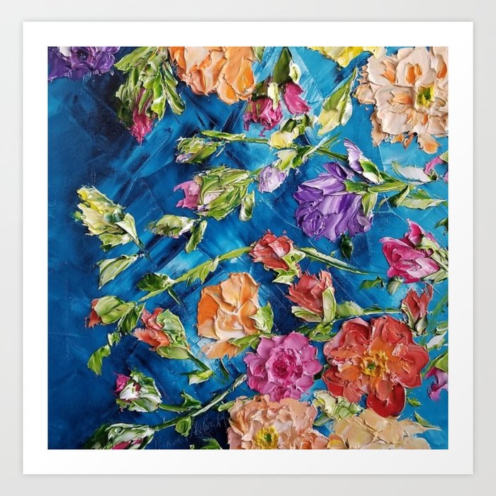Colorful Flowers Palette Knife Painting Floral Painting Modern
