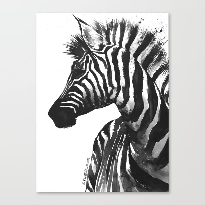 Zebra head - watercolor art Canvas Print