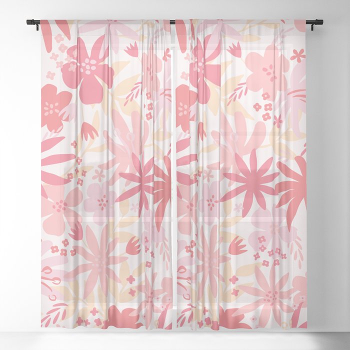 Tropical Foliage Sheer Curtain