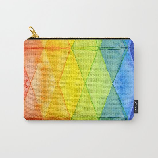 Geometrict Abstract Rainbow Watercolor Pattern Carry-All Pouch