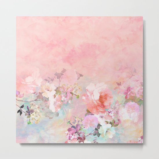 Modern blush watercolor ombre floral watercolor pattern Metal Print