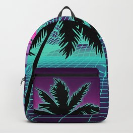 Retro 80s Vaporwave Sunset Sunrise With Outrun style grid print Backpack
