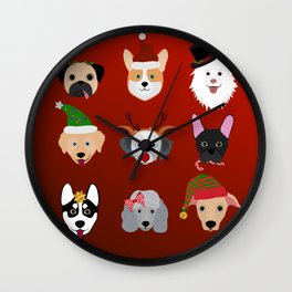 Christmas Dogs Wall Clock