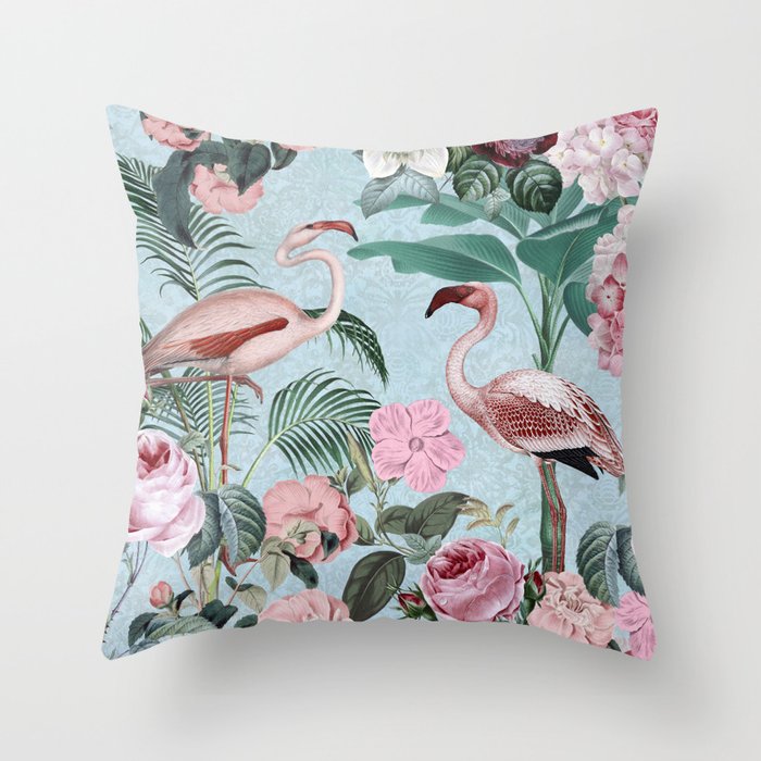 Flamingo Paradise Throw Pillow
