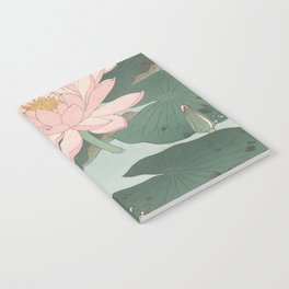 Water Lily Woodblock Art  Notebook