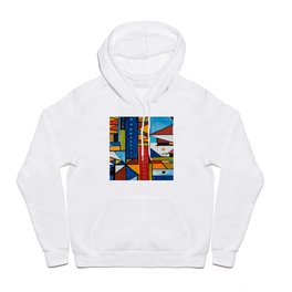 Metropolis Hoody | Cityscape, Yellow, White, Red, Lobby, Colorfulabstract, Shapes, Squares, Office, Contemporary 