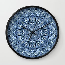 Light Blue Floral Mandala Wall Clock