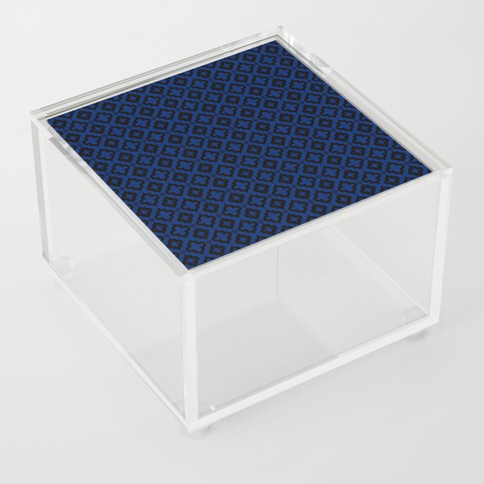 Blue and Black Ornamental Arabic Pattern Acrylic Box