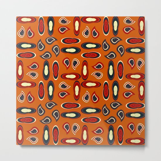 Orange paisley Metal Print